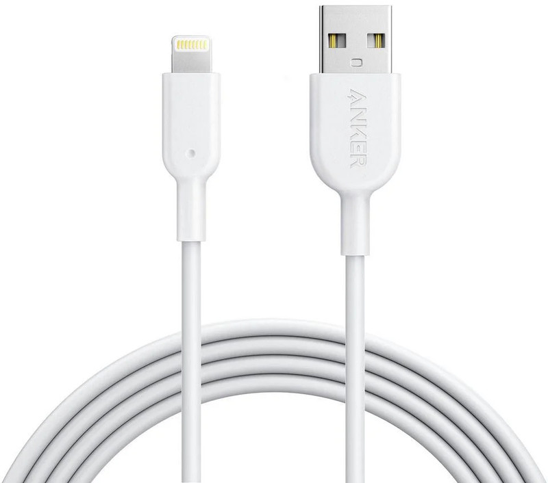 Anker PowerLine II Lightning Cable (6FT) UN  - White - كابل
